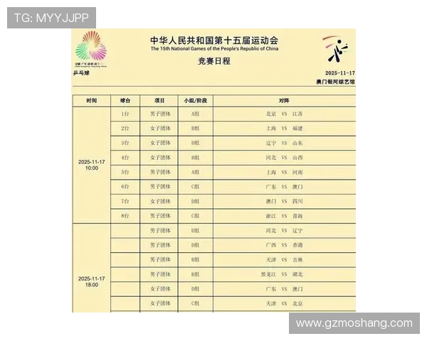 全运会乒乓球赛程公布 中国队新星引关注力争金牌